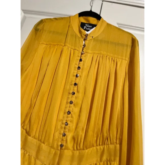 NWT Women's Nina Parker Jumpsuit 14W Mustard Yellow - Picture 9 of 9
